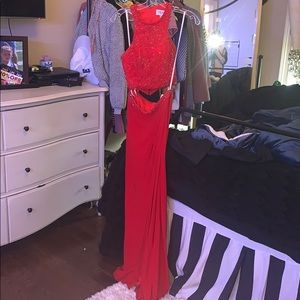 A red two piece vienna dress